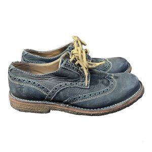 Frye Men's Size 7.5D Wing Tip Semi Brogue Blue Nubuck Crepe Sole Shoes
